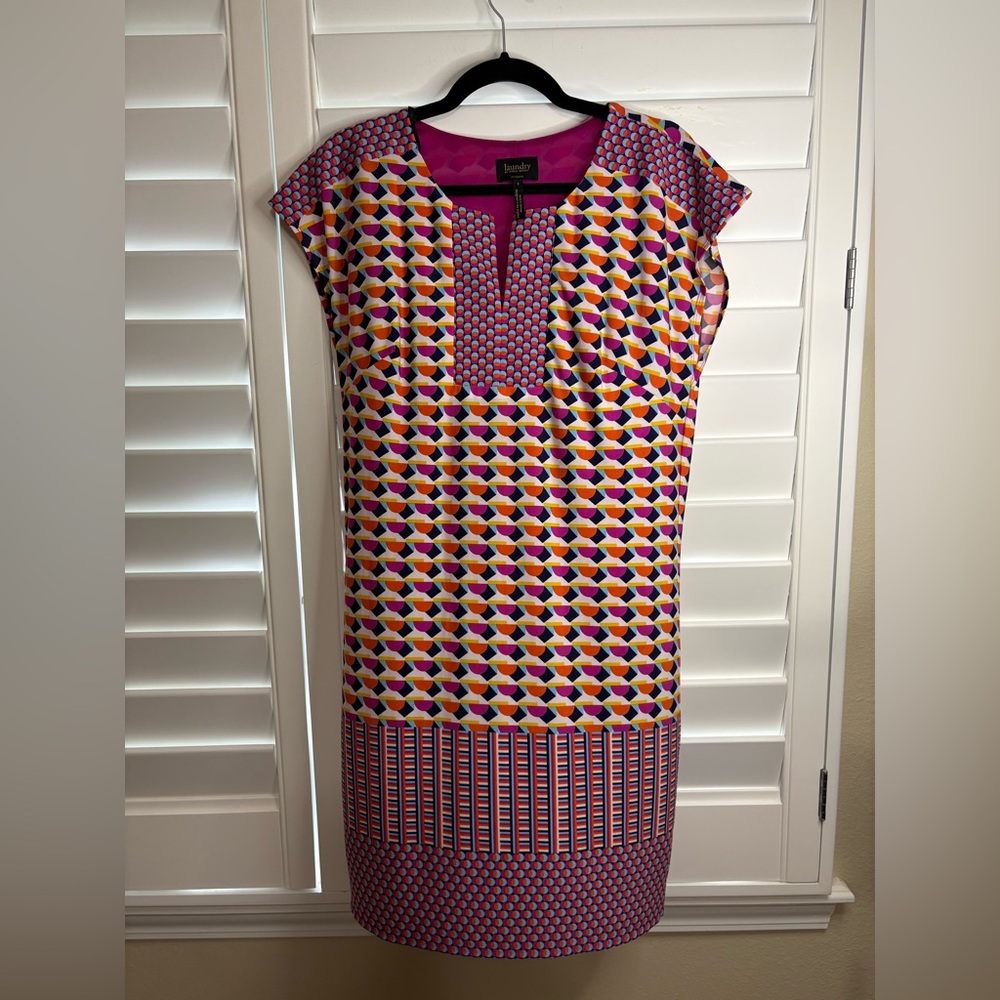 Laundry By Shelli Segal Pink and Orange Sheath Midi Dress